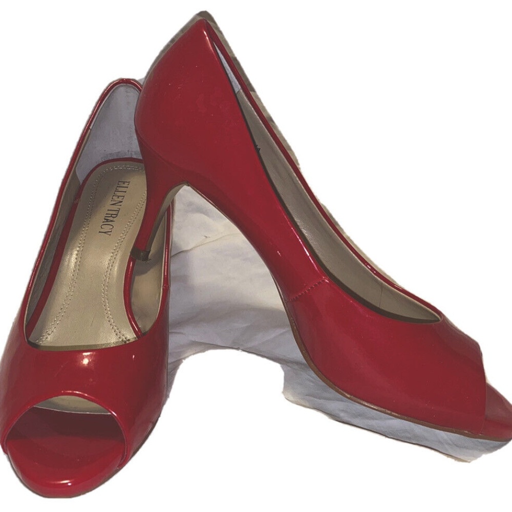 Ellen Tracy Women's Red Shoes Heels open toe pumps sz 6 1/2 Vanna